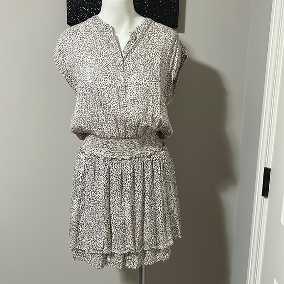 RAILS Angelina Sand Cheetah Brown White Animal Print Blouson Linen Sz S - Picture 3 of 12